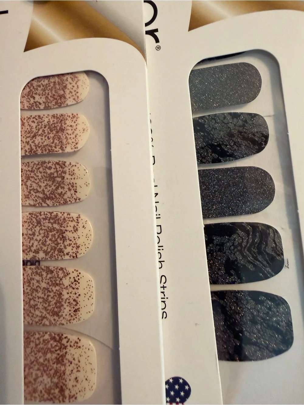 Color Street Glitter Pink, Teal & Black Nail Polish Strips